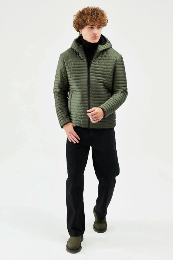 İçi Astarlı Su ve Rüzgar Geçirmez Cepli Kapüşonlu Erkek Mont - 9