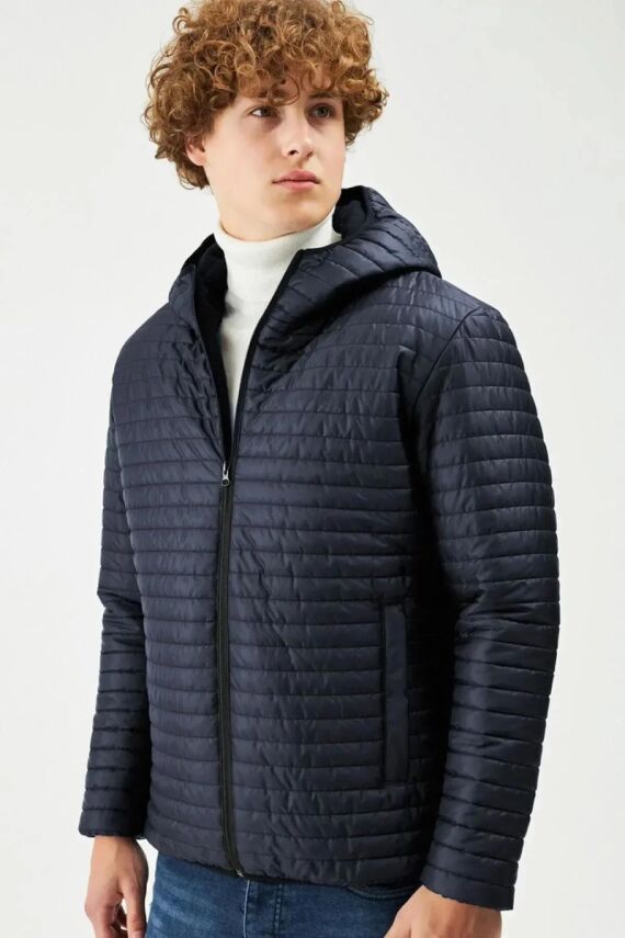 İçi Astarlı Su ve Rüzgar Geçirmez Cepli Kapüşonlu Erkek Mont - 12