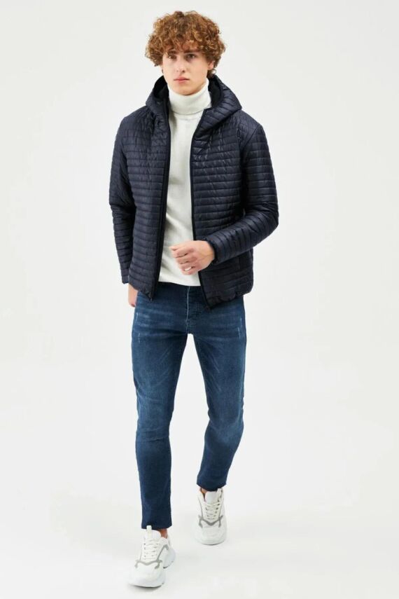 İçi Astarlı Su ve Rüzgar Geçirmez Cepli Kapüşonlu Erkek Mont - 13