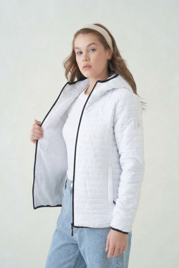 D1fference İçi Astarlı Cepli Kapüşonlu Jel Elyaflı Su ve Rügar Geçirmez Kadın Kışlık Mont - 56