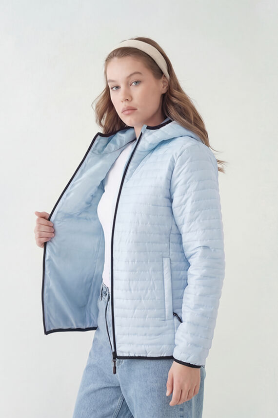 D1fference İçi Astarlı Cepli Kapüşonlu Jel Elyaflı Su ve Rügar Geçirmez Kadın Kışlık Mont - 70