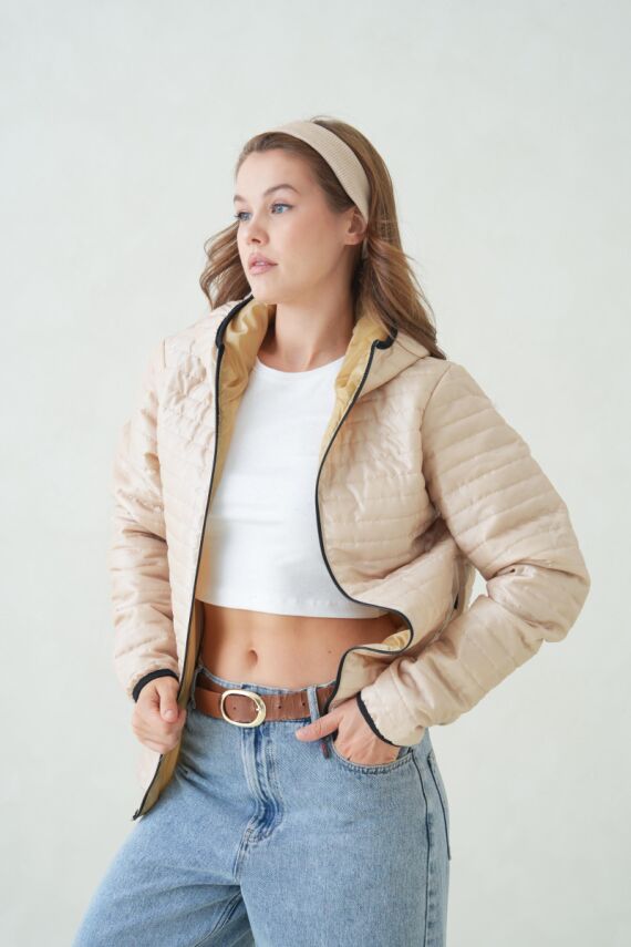 İçi Astarlı Su ve Rüzgar Geçirmez Cepli Kapüşonlu Kadın Mont - 2