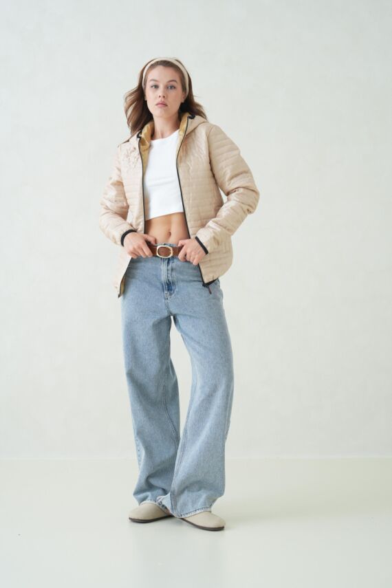 İçi Astarlı Su ve Rüzgar Geçirmez Cepli Kapüşonlu Kadın Mont - 3