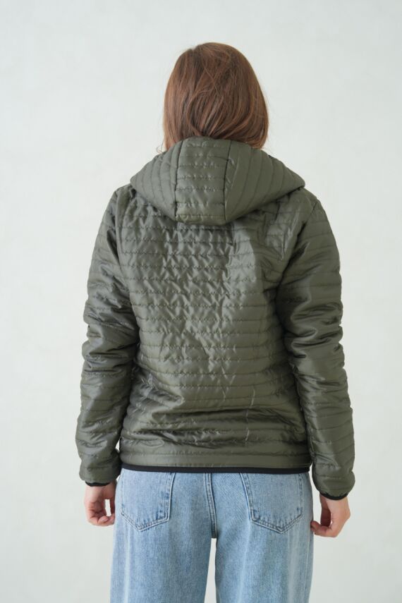 İçi Astarlı Su ve Rüzgar Geçirmez Cepli Kapüşonlu Kadın Mont - 12