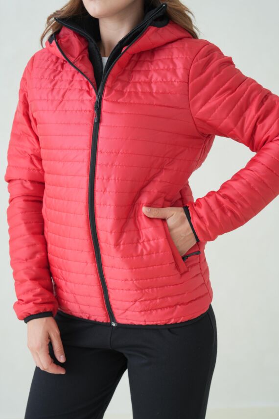 İçi Astarlı Su ve Rüzgar Geçirmez Cepli Kapüşonlu Kadın Mont - 17