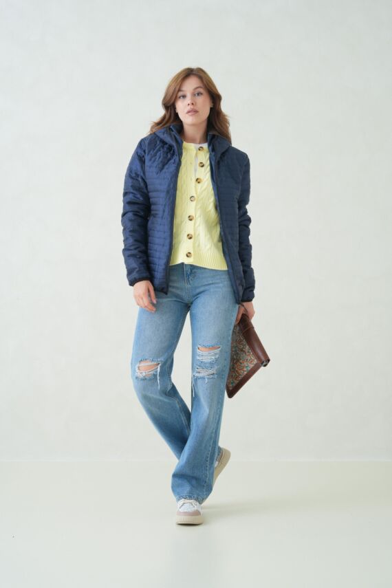 İçi Astarlı Su ve Rüzgar Geçirmez Cepli Kapüşonlu Kadın Mont - 21