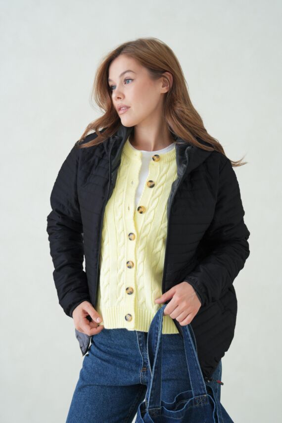 İçi Astarlı Su ve Rüzgar Geçirmez Cepli Kapüşonlu Kadın Mont - 32