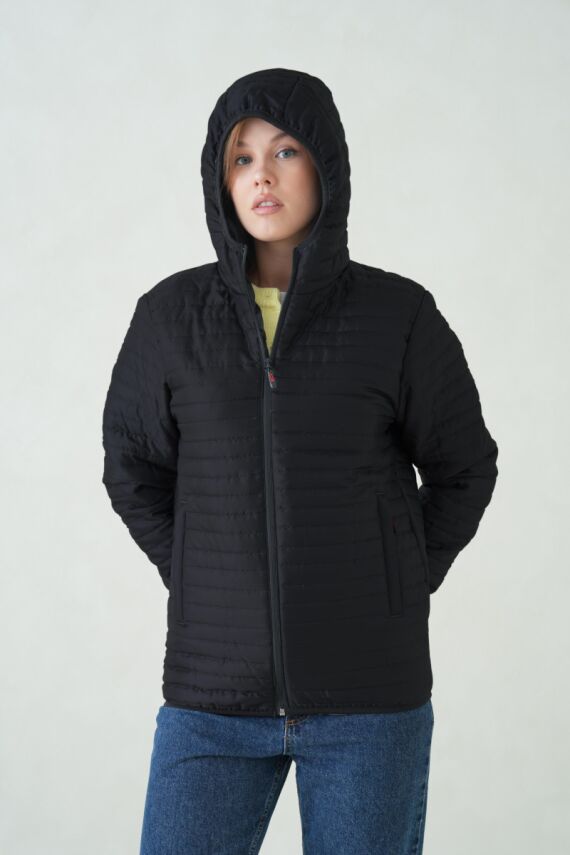 İçi Astarlı Su ve Rüzgar Geçirmez Cepli Kapüşonlu Kadın Mont - 34