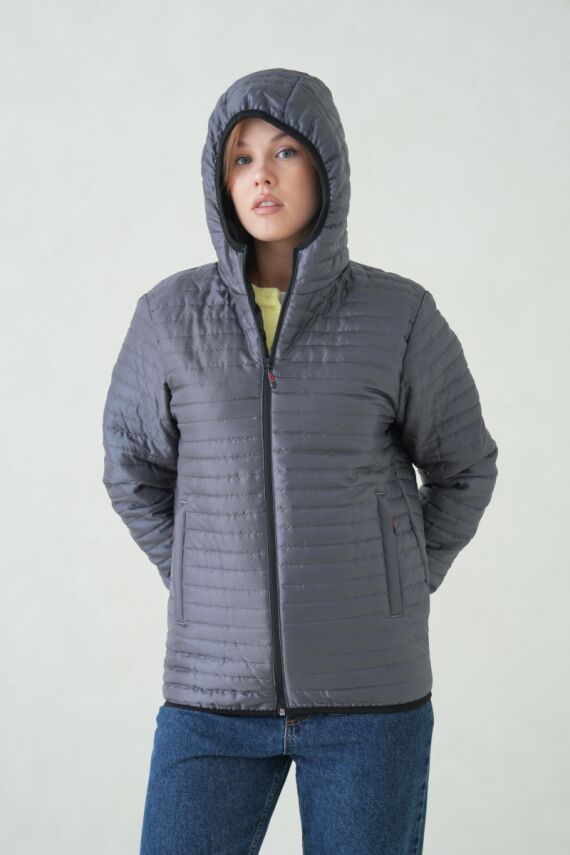 İçi Astarlı Su ve Rüzgar Geçirmez Cepli Kapüşonlu Kadın Mont - 39