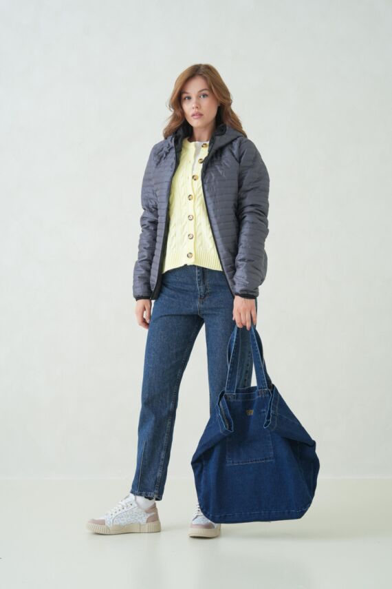 İçi Astarlı Su ve Rüzgar Geçirmez Cepli Kapüşonlu Kadın Mont - 40