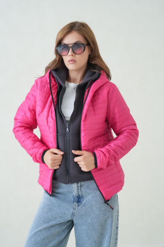 İçi Astarlı Su ve Rüzgar Geçirmez Cepli Kapüşonlu Kadın Mont - 43