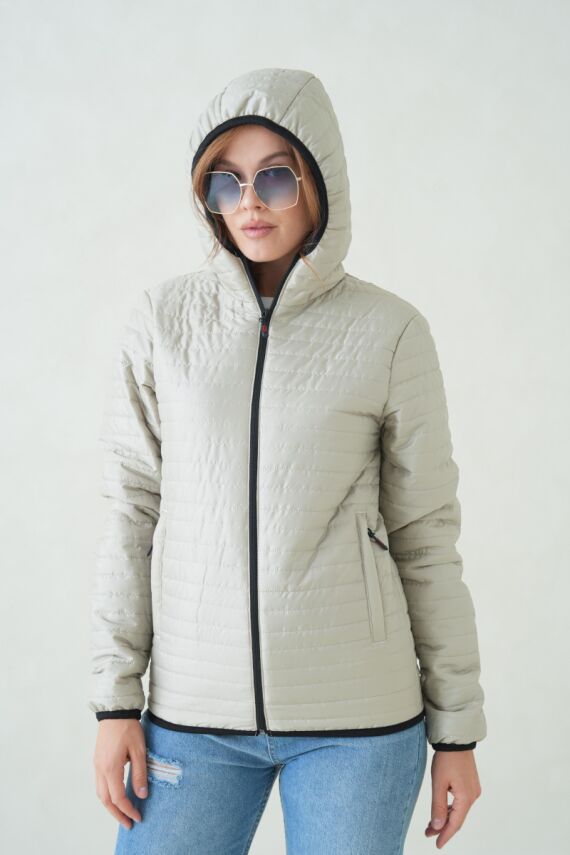 İçi Astarlı Su ve Rüzgar Geçirmez Cepli Kapüşonlu Kadın Mont - 58