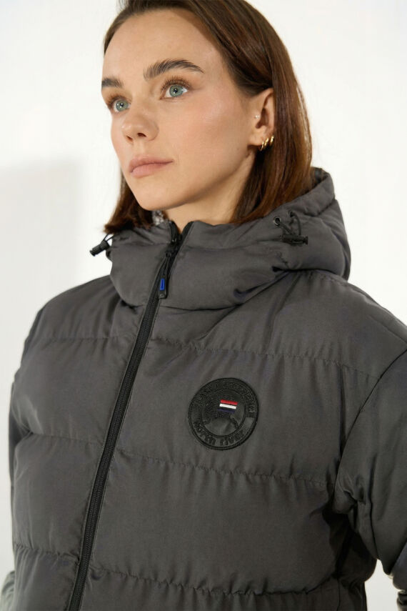 D1fference İçi Astarlı Cepli Kapüşonlu Jel Elyaflı Su ve Rügar Geçirmez Kadın Kışlık Mont - 34