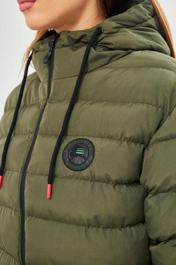 İçi Astarlı Su ve Rüzgar Geçirmez Cepli Kapüşonlu Kadın Mont - 10