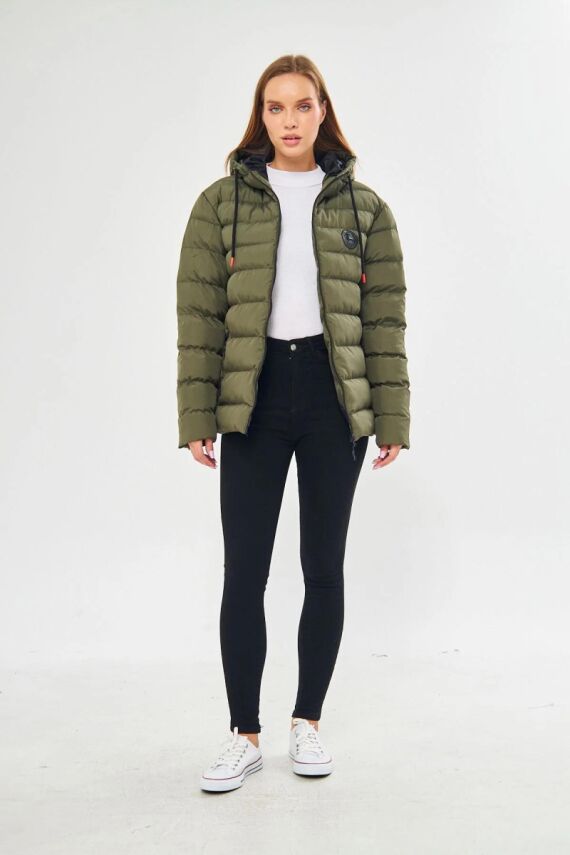 İçi Astarlı Su ve Rüzgar Geçirmez Cepli Kapüşonlu Kadın Mont - 11