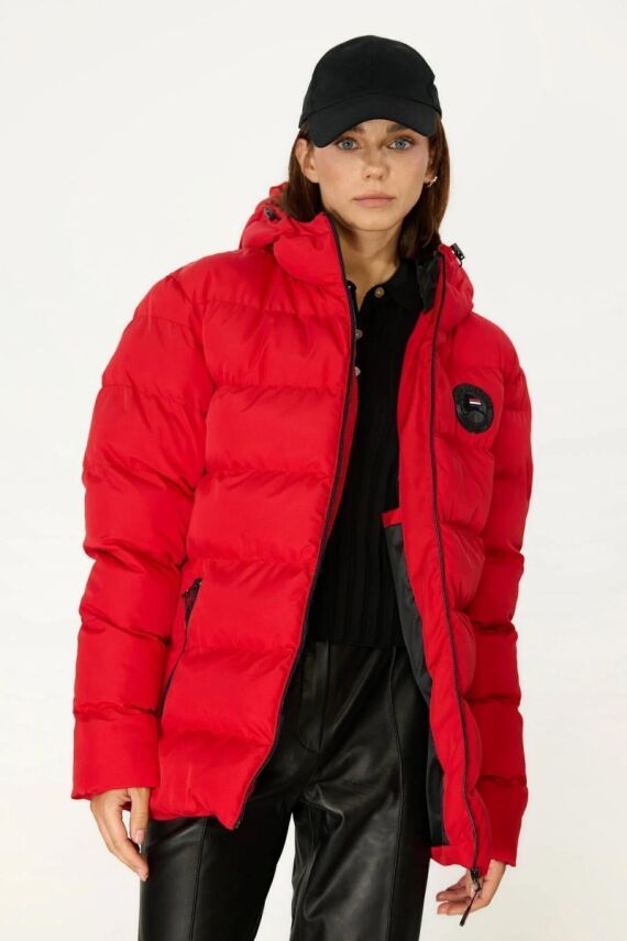 İçi Astarlı Su ve Rüzgar Geçirmez Cepli Kapüşonlu Kadın Mont - 14