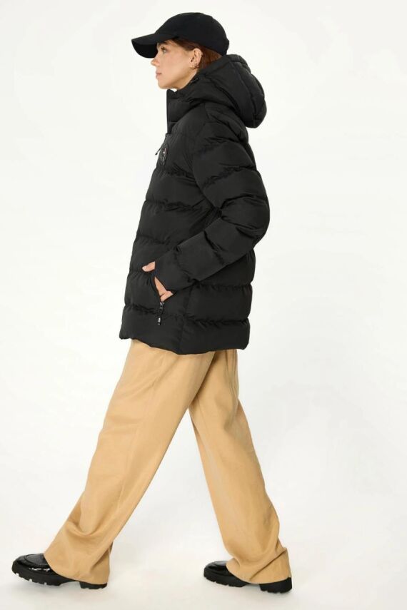 İçi Astarlı Su ve Rüzgar Geçirmez Cepli Kapüşonlu Kadın Mont - 22