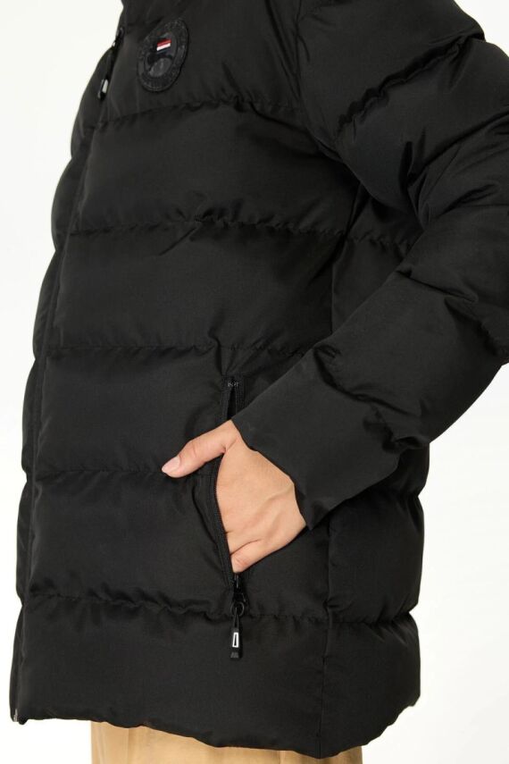 İçi Astarlı Su ve Rüzgar Geçirmez Cepli Kapüşonlu Kadın Mont - 24