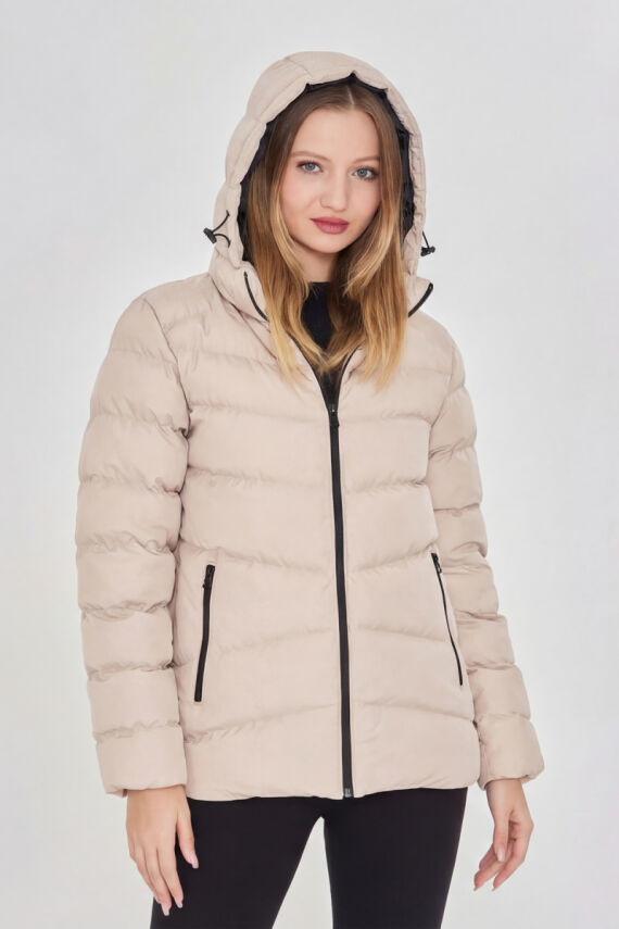 D1fference İçi Astarlı Cepli Kapüşonlu Jel Elyaflı Su ve Rügar Geçirmez Kadın Kışlık Mont - 32