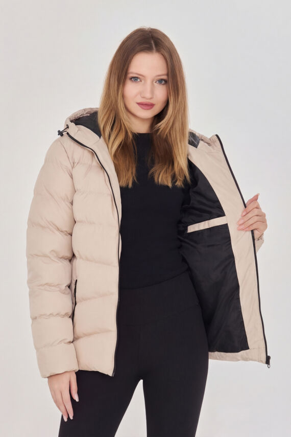 D1fference İçi Astarlı Cepli Kapüşonlu Jel Elyaflı Su ve Rügar Geçirmez Kadın Kışlık Mont - 34