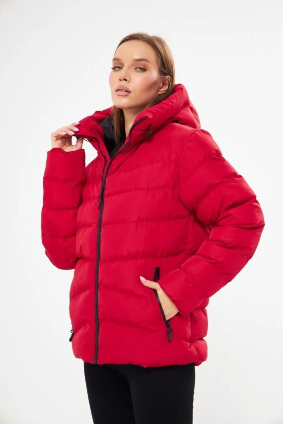 İçi Astarlı Su ve Rüzgar Geçirmez Cepli Kapüşonlu Kadın Mont - 2