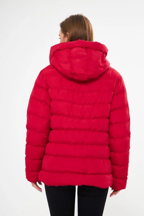 İçi Astarlı Su ve Rüzgar Geçirmez Cepli Kapüşonlu Kadın Mont - 6