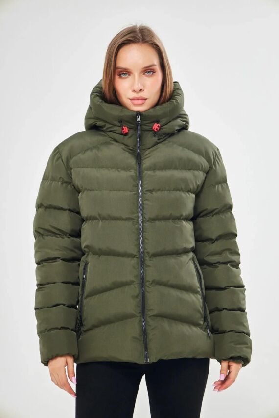 İçi Astarlı Su ve Rüzgar Geçirmez Cepli Kapüşonlu Kadın Mont - 7