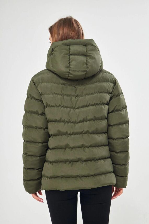 İçi Astarlı Su ve Rüzgar Geçirmez Cepli Kapüşonlu Kadın Mont - 12