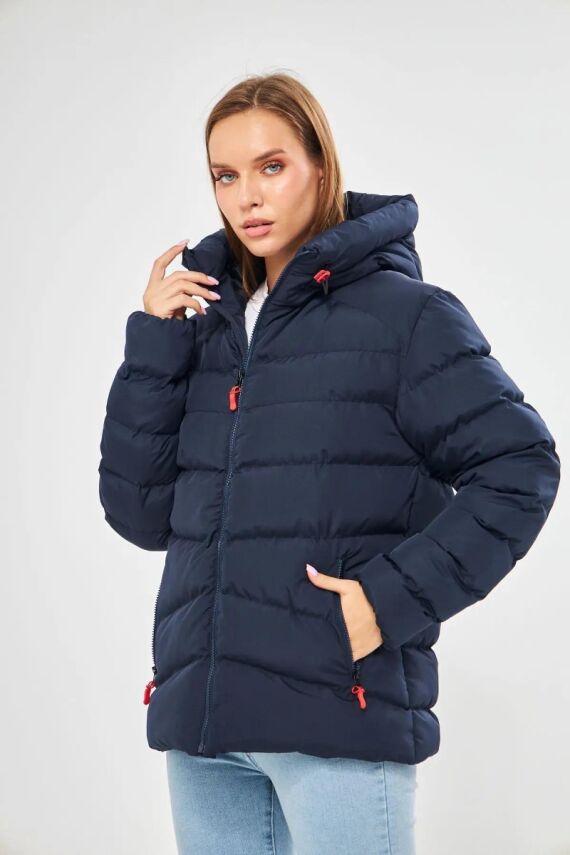 İçi Astarlı Su ve Rüzgar Geçirmez Cepli Kapüşonlu Kadın Mont - 14