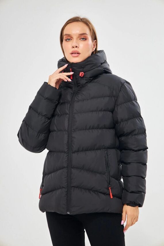 İçi Astarlı Su ve Rüzgar Geçirmez Cepli Kapüşonlu Kadın Mont - 19