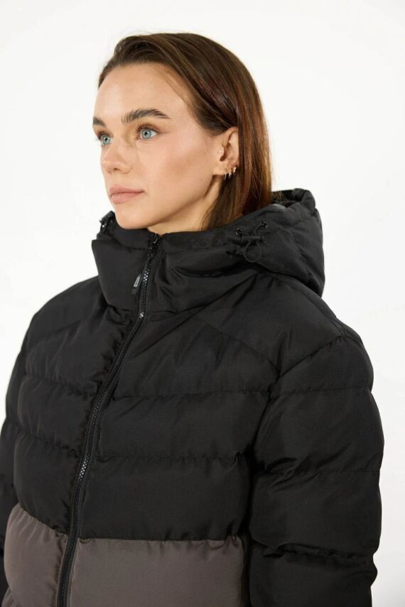 D1fference İçi Astarlı Cepli Kapüşonlu Jel Elyaflı Su ve Rügar Geçirmez Kadın Kışlık Mont - 4