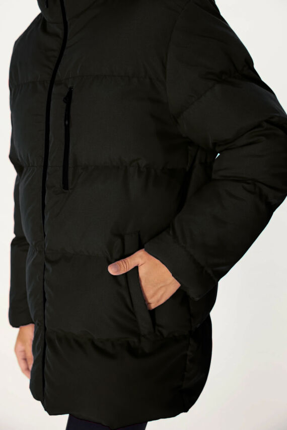 İçi Astarlı Su ve Rüzgar Geçirmez Cepli Kapüşonlu Kadın Mont - 21