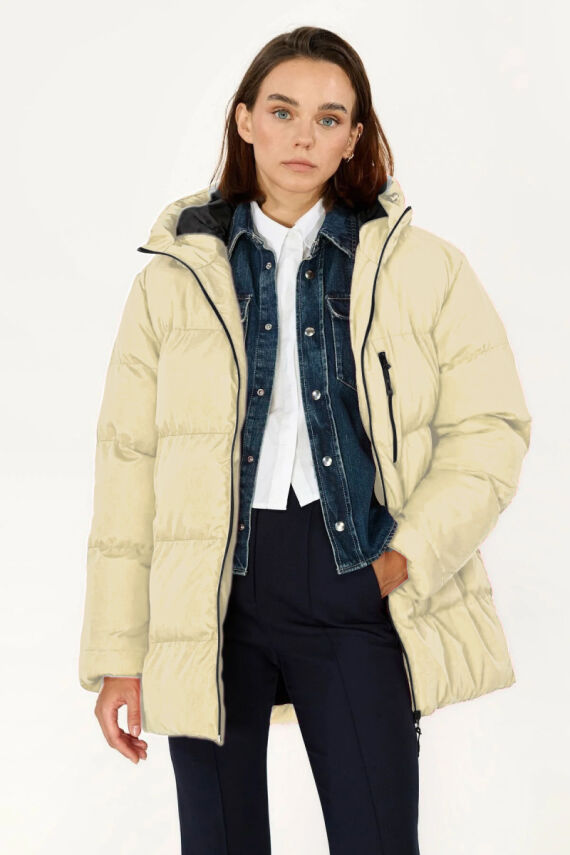 İçi Astarlı Su ve Rüzgar Geçirmez Cepli Kapüşonlu Kadın Mont - 33