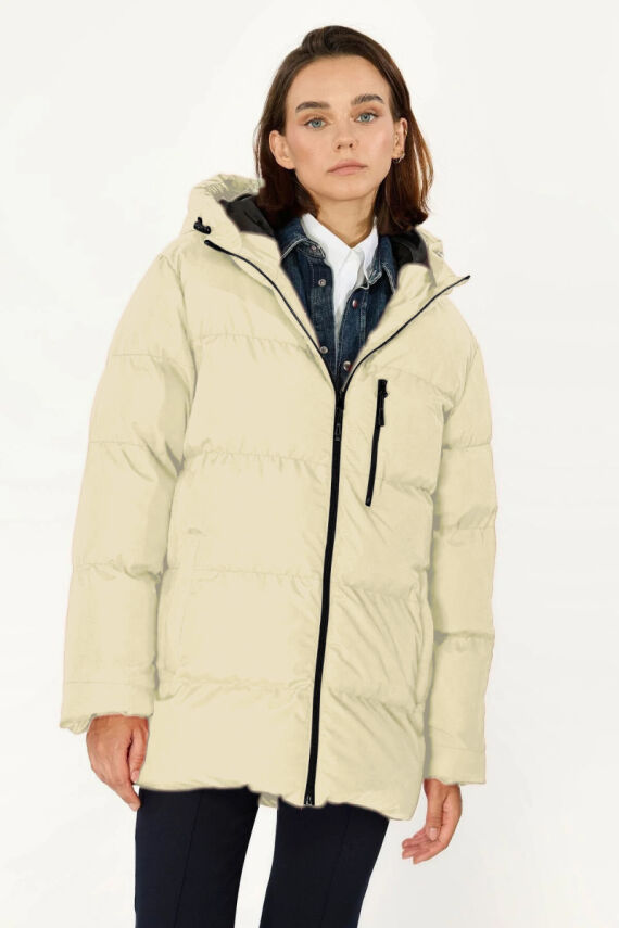 İçi Astarlı Su ve Rüzgar Geçirmez Cepli Kapüşonlu Kadın Mont - 31