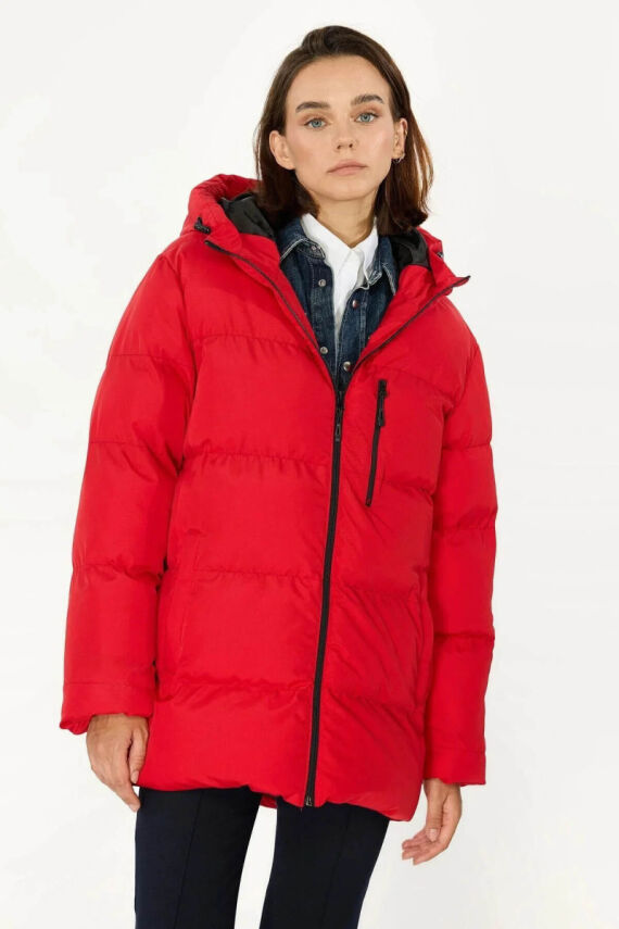 İçi Astarlı Su ve Rüzgar Geçirmez Cepli Kapüşonlu Kadın Mont - 13