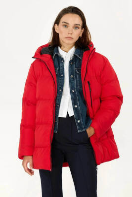 İçi Astarlı Su ve Rüzgar Geçirmez Cepli Kapüşonlu Kadın Mont - 14