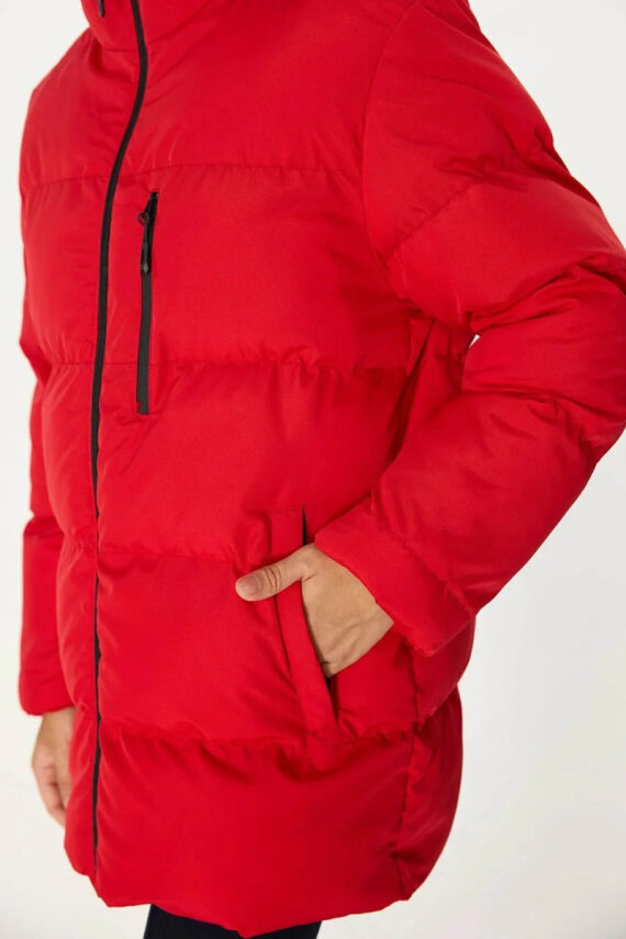 İçi Astarlı Su ve Rüzgar Geçirmez Cepli Kapüşonlu Kadın Mont - 15