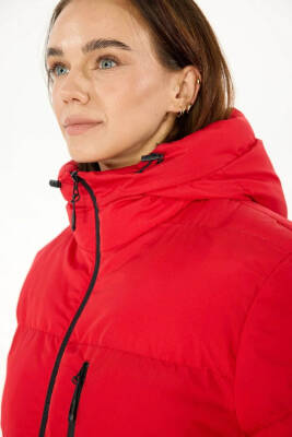 İçi Astarlı Su ve Rüzgar Geçirmez Cepli Kapüşonlu Kadın Mont - 16