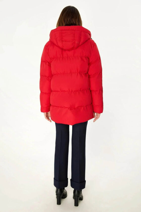 İçi Astarlı Su ve Rüzgar Geçirmez Cepli Kapüşonlu Kadın Mont - 18