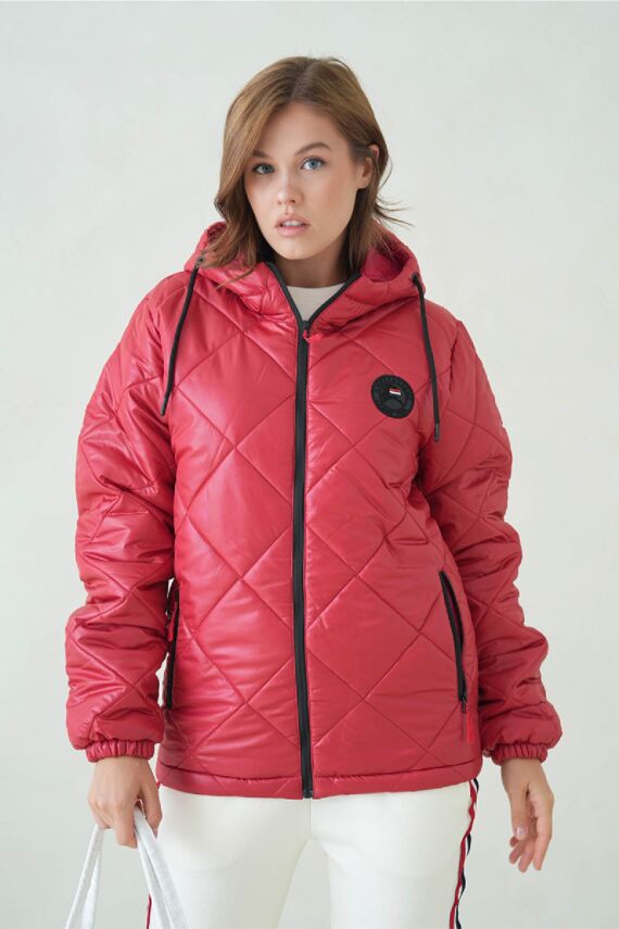 D1fference İçi Astarlı Cepli Kapüşonlu Jel Elyaflı Su ve Rügar Geçirmez Kadın Kışlık Mont - 7