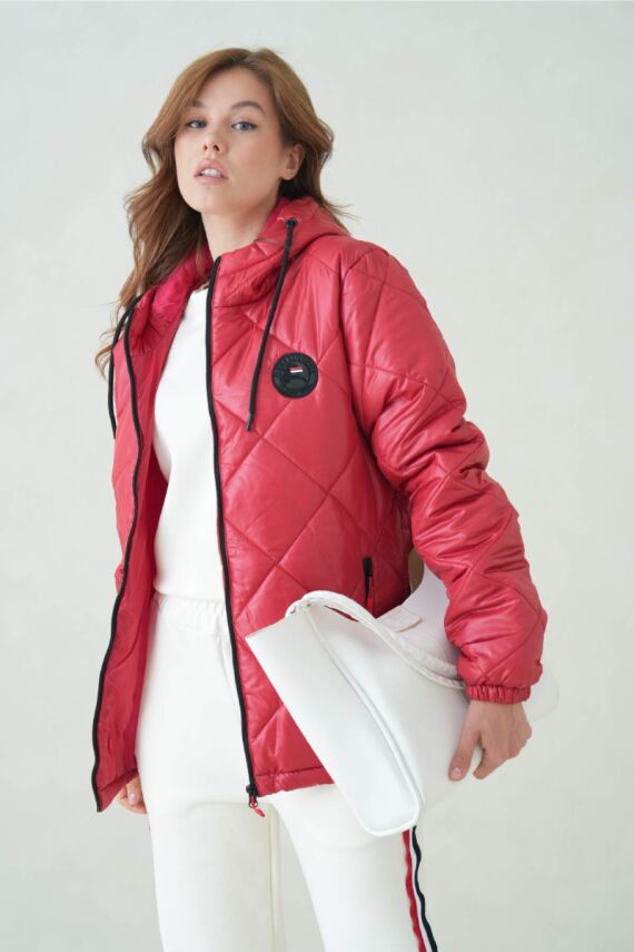 D1fference İçi Astarlı Cepli Kapüşonlu Jel Elyaflı Su ve Rügar Geçirmez Kadın Kışlık Mont - 8