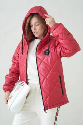 D1fference İçi Astarlı Cepli Kapüşonlu Jel Elyaflı Su ve Rügar Geçirmez Kadın Kışlık Mont - 9