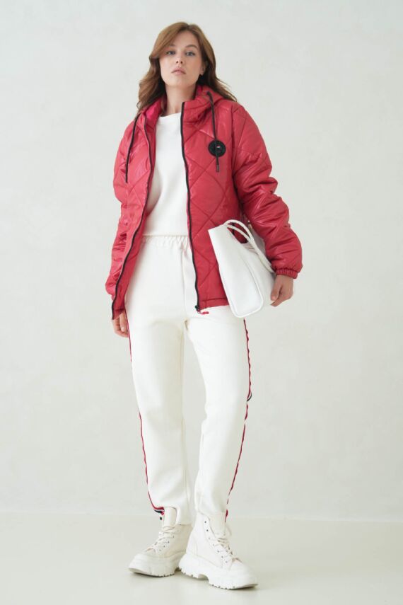 D1fference İçi Astarlı Cepli Kapüşonlu Jel Elyaflı Su ve Rügar Geçirmez Kadın Kışlık Mont - 10