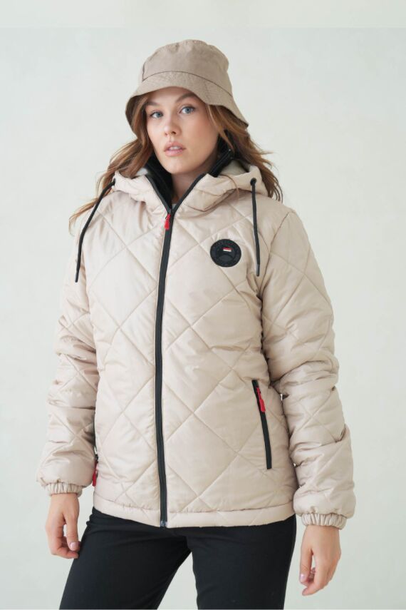 D1fference İçi Astarlı Cepli Kapüşonlu Jel Elyaflı Su ve Rügar Geçirmez Kadın Kışlık Mont - 16