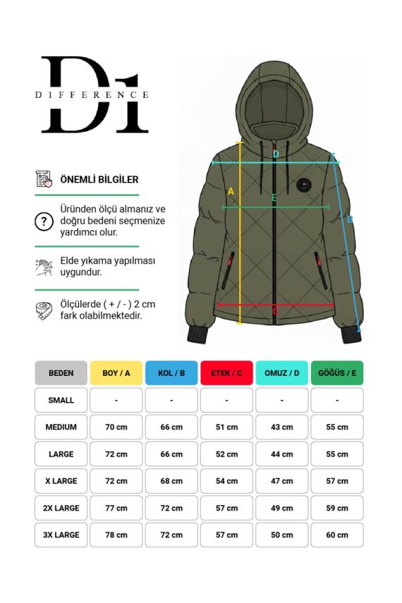 D1fference İçi Astarlı Cepli Kapüşonlu Jel Elyaflı Su ve Rügar Geçirmez Kadın Kışlık Mont - 18