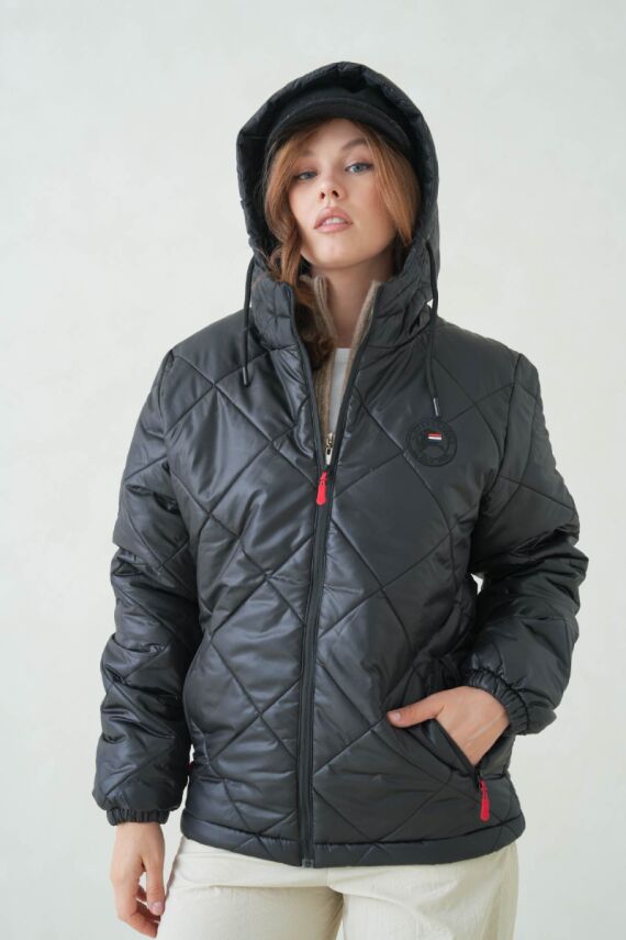 D1fference İçi Astarlı Cepli Kapüşonlu Jel Elyaflı Su ve Rügar Geçirmez Kadın Kışlık Mont - 20