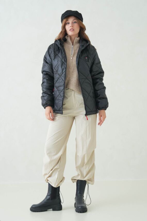 D1fference İçi Astarlı Cepli Kapüşonlu Jel Elyaflı Su ve Rügar Geçirmez Kadın Kışlık Mont - 22