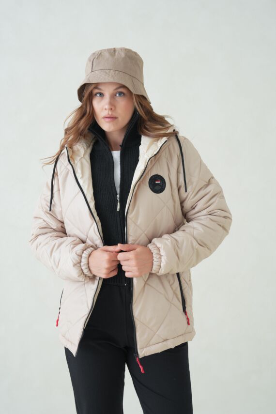 Su ve Rüzgar Geçirmez Jel Elyaflı Kapitone Cepli Spor Mont - 1