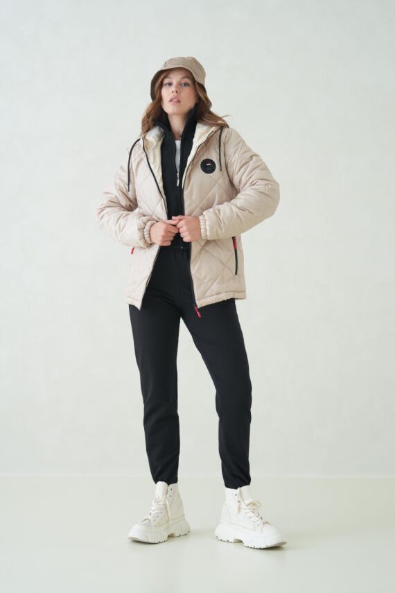 Su ve Rüzgar Geçirmez Jel Elyaflı Kapitone Cepli Spor Mont - 3