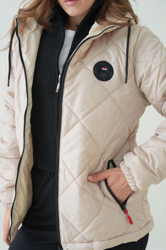 Su ve Rüzgar Geçirmez Jel Elyaflı Kapitone Cepli Spor Mont - 5